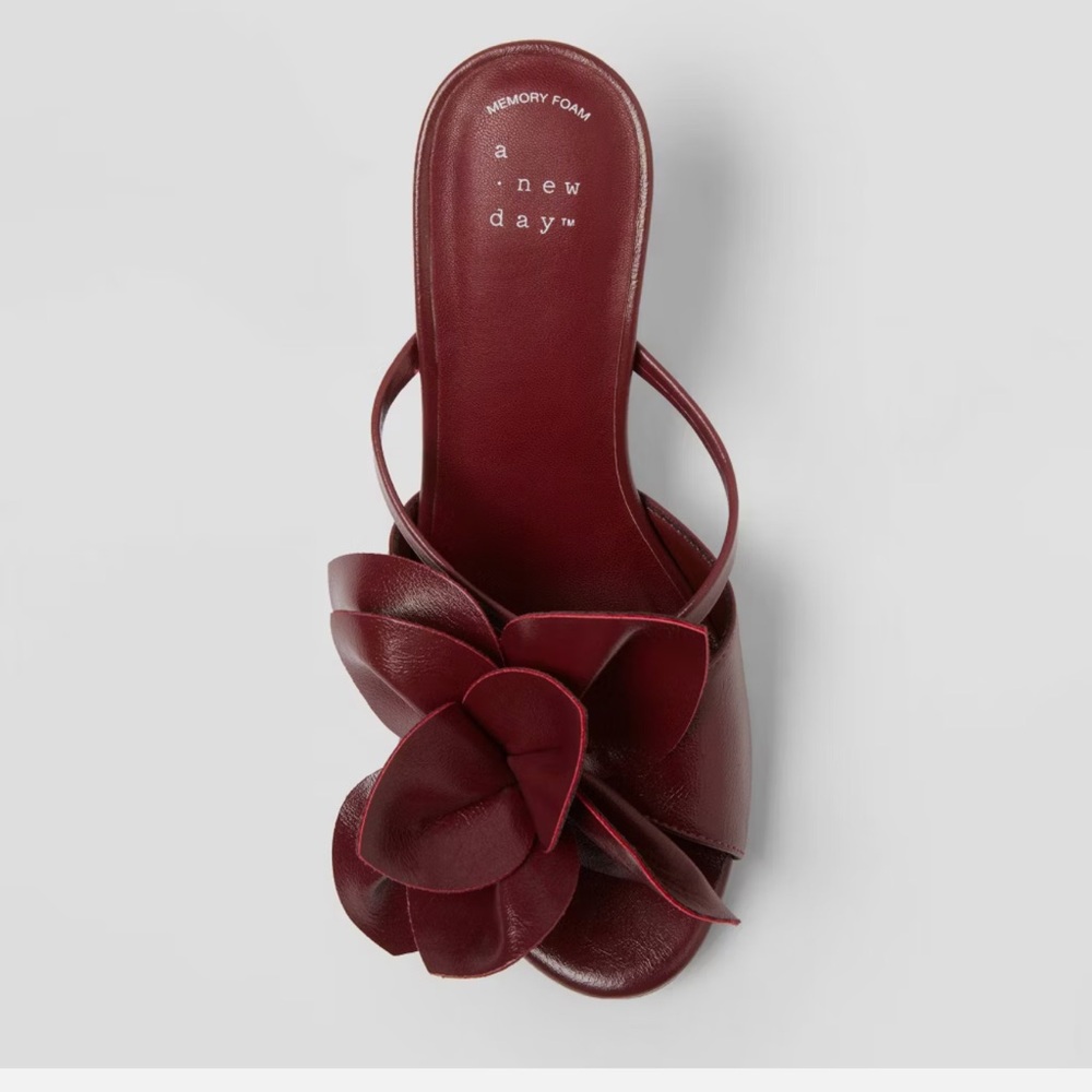 a new day Burgundy Floral Slide Heels
